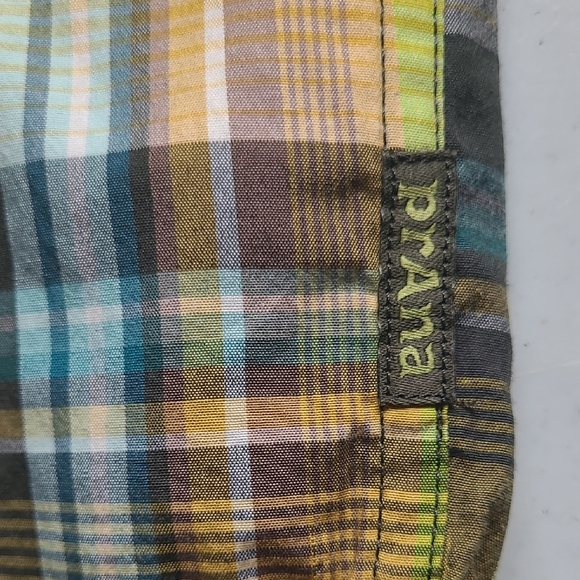 LG prAna Breathe Men’s Organic Cotton Blend Plaid S/S Shirt - Picture 3 of 9